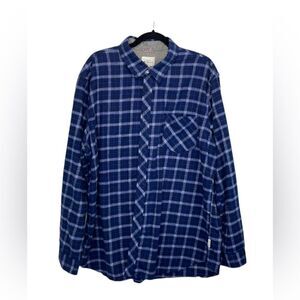 Ben Sherman Men’s Window Pane Plaid Shirt Button Up Long Sleeve Dark Blue  2XL